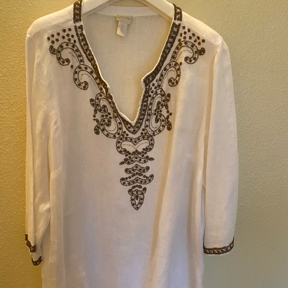 CHICOS TUNIC HOLD AND WHITE, size 3(xl)